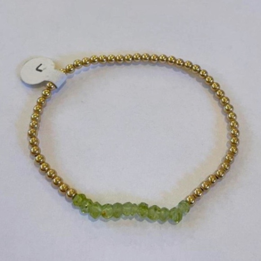 3MM YELOW GOLD FILLED BRACELET WITH PERIDOT - KAREN LAZAR DESIGN - NWT s7